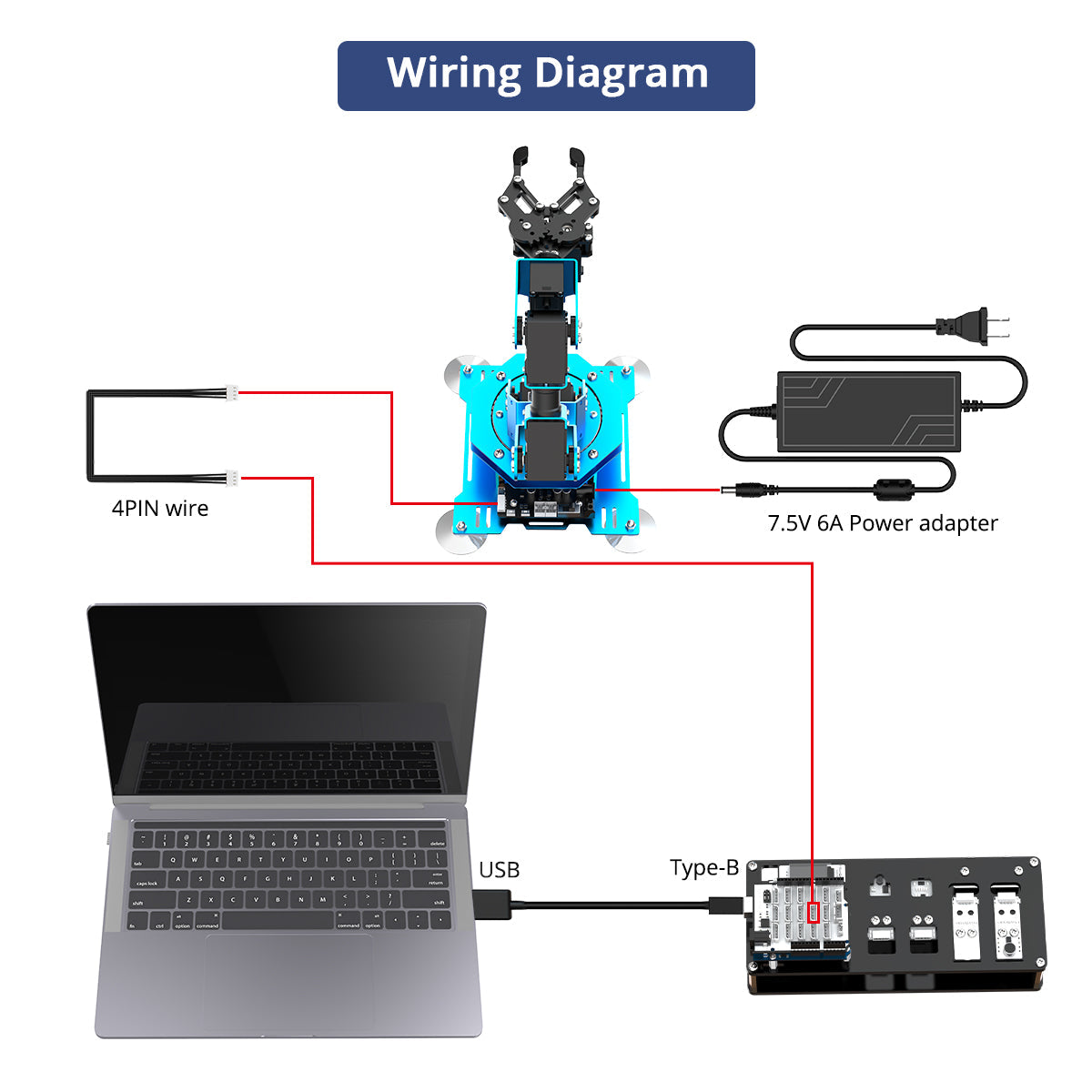 Hiwonder xArm UNO Robotic Arm with Arduino Secondary Development Sensor Kit